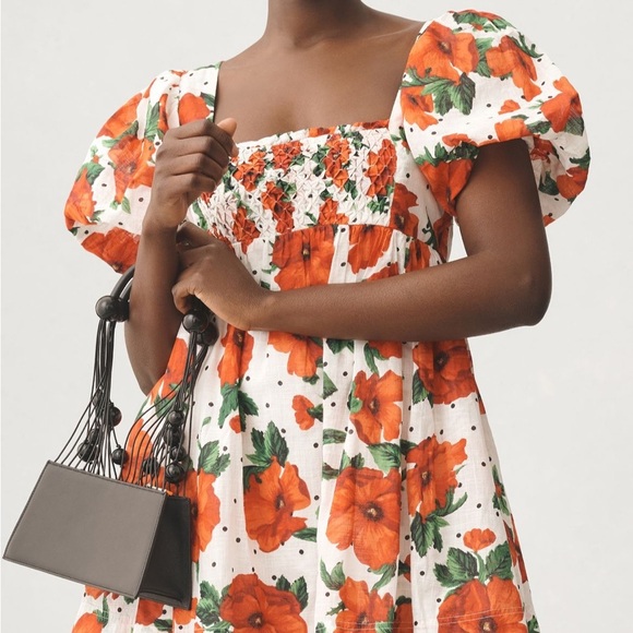 Maeve Square Neck Smocked Babydoll Dress Red Floral Side Zip Sz 1X NEW - Picture 14 of 15